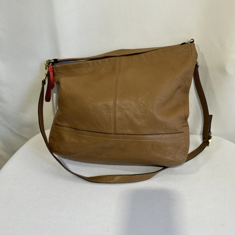 COACH #F23293  Pebble Brown Leather Hobo 2Way Shoulder/Hand Bag